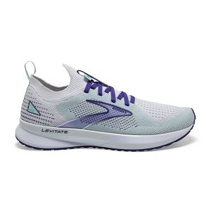 Tenis Para Correr En Carretera Brooks Levitate StealthFit 5 Mujer Blancos Azul Marino Azules | Mexico-972865