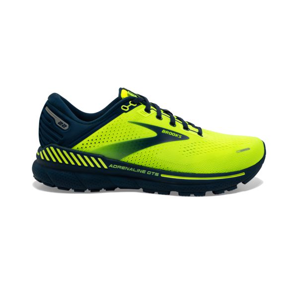 Tenis Para Correr En Carretera Brooks Adrenaline GTS 22 Hombre Amarillos Azul Marino | Mexico-508917