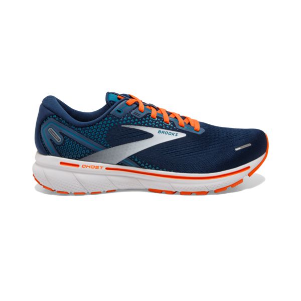 Tenis Para Correr En Carretera Brooks Ghost 14 Hombre Azul Marino Naranjas Blancos | Mexico-503416