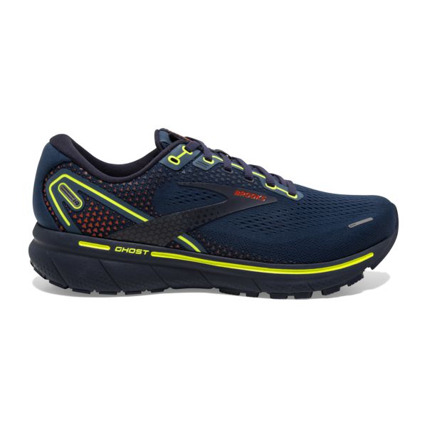 Tenis Para Correr En Carretera Brooks Ghost 14 Hombre Azul Marino Amarillos Naranjas | Mexico-590437