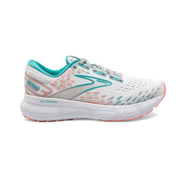 Tenis Para Correr En Carretera Brooks Glycerin 20 Mujer Blancos Verdes Coral | Mexico-498253