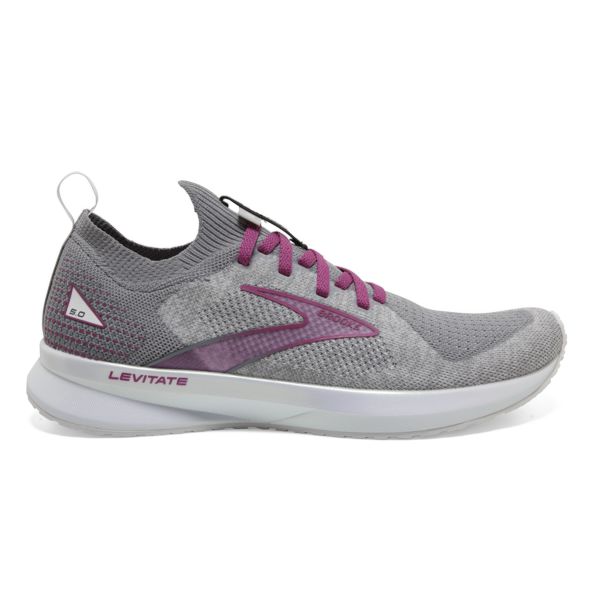 Tenis Para Correr En Carretera Brooks Levitate StealthFit 5 Mujer Blancos Grises Rojos | Mexico-26598