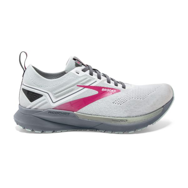 Tenis Para Correr En Carretera Brooks Ricochet 3 Mujer Blancos Grises Rosas | Mexico-579261