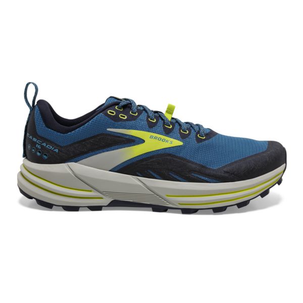 Tenis Para Trail Running Brooks Cascadia 16 Hombre Azules Negros Amarillos | Mexico-259360